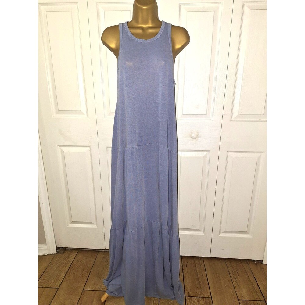 Gap Sleeveless Tiered Maxi Tank Dress Sz Small Tall Blue Coastal Cottage Peasant